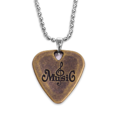 

Metal Guitar Pick Necklace Zinc Alloy 12mm Thickness with Ball Chain