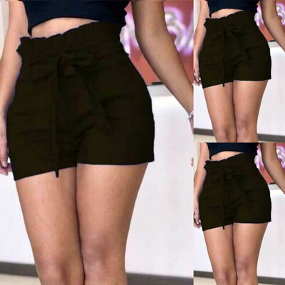 

Women Summer Pants Stylish Shorts Belt Beach High Waist Short Trousers Hot Pants