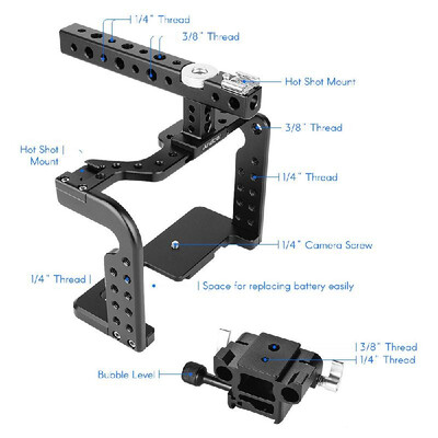 

Andoer Video Camera Cage Rig Stabilizer with Top Handle Baseplate 15mm Rod Aluminum Alloy for Panasonic GH5GH4 DSLR to Mount Foll