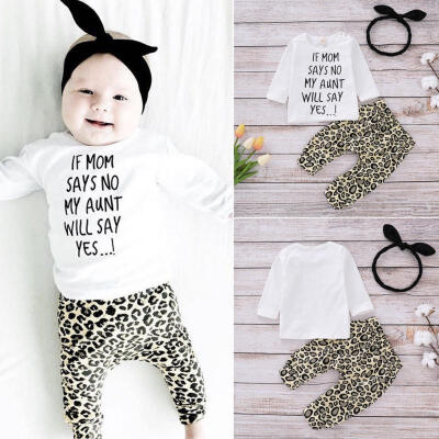 

Best 3PCS Baby Girls Outfits T-shirt TopsLeopard Pants Set Toddler Clothes Tracksuit