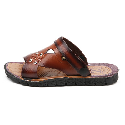 

Casual Famous Brand 2019 Hot Sale Men Sandals Shoes Slippers Summer Flip Flops Beach Men Shoes Leather Sandalias Zapatos Hombre