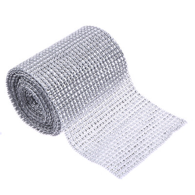

24 Rolls 5 Yard Diamond Mesh Silver Rhinestone Home Wedding Decoration