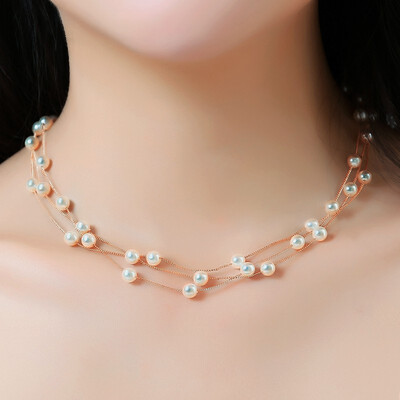 

Pearl neckband ladies fashion multi-layer clavicle chain