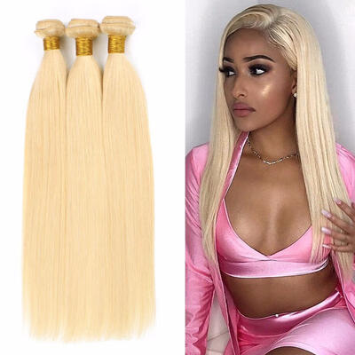 

Hair Extension Human Hair Bundles With Closure Brazilian Hair Weave Bundles Straight 613 12-26 Inch