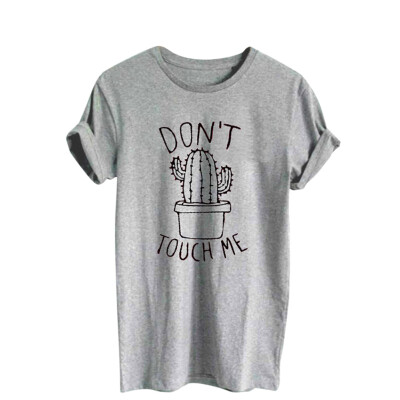 

DONT TOUGH ME Cactus T shirt Women Casual Summer Tshirts Femme tops & tees Vintage Black White T-shirt Women