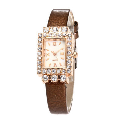 

Fine watch with small dial watch ladies fashion diamond square watch rectangular European&American simple watch