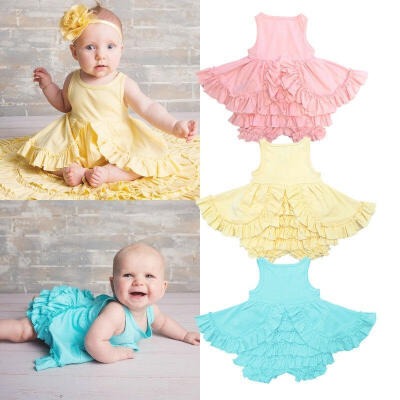 

0-24M Newborn Baby Girls Layers Romper Bodysuit Party Dress Sundress Costume One-piece