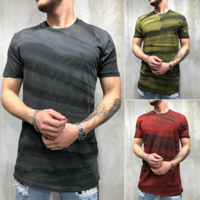 

Men Boy Slim Fit O Neck Short Sleeve Muscle Button Tee T-shirt Casual Top Blouse