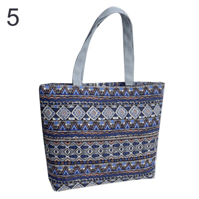

Elephant Striped Canvas Shopping Bag Women Large Capacity Tote Shoulder Handbag