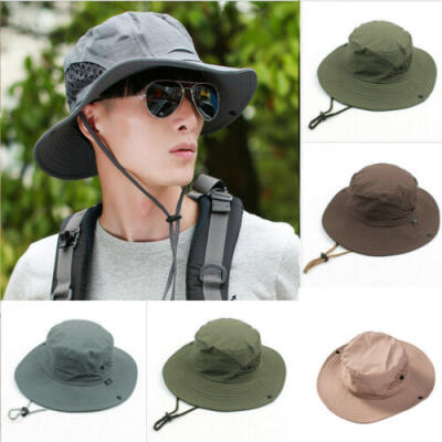 

Men Women Sun Hat Bucket Fishing Hiking Cap Wide Brim UV Protection Fishing Hats