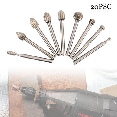 

20pcs Rotary Bit Burrs Set Hss Tungsten Carbide Wood Milling Burrs