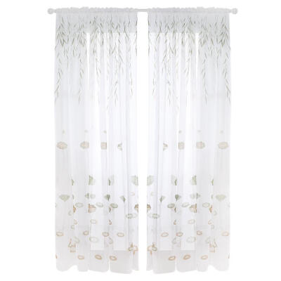 

2pcs Willow Branch Print Sheer Voile Tulle Drapes Home Windows Curtains