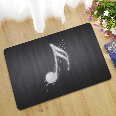 

Toponeto New Music Note Printing Flannel Bathroom Area Rugs Kitchen Carpet Door Mat