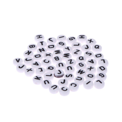 

White Mixed Letter Alphabet Flat Round Acrylic Beads 7mm14" 500Pcs