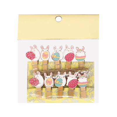 

10Pcs Wooden Easter Rabbit Bunny Album Memo Clips Note Photo Peg Party DIY Decor