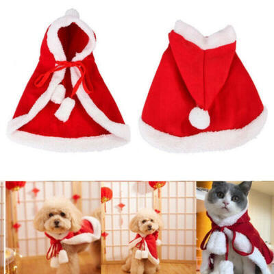 

US Christmas Pet Dog Santa Hat Cloak Cape Puppy Xmas Clothes Costume Outfit