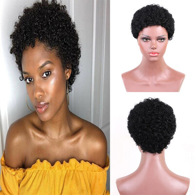 

〖Follure〗Black Short Curly Wigs Real Human Hair Wig Sexy Black Women Wigs
