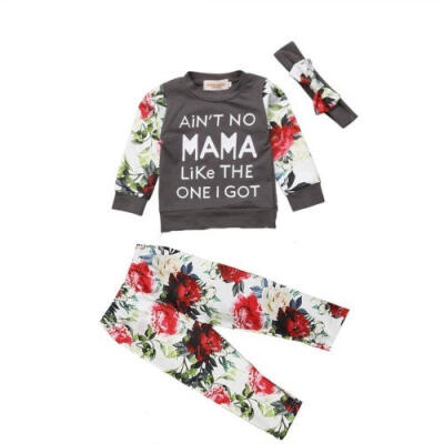 

3Pcs Toddler Baby Kids Girls Floral Long Sleeve Tops Pants Outfits Set Clothes