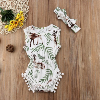 

Cartoon Newborn Baby Girls Deer Romper Bodysuit Jumpsuit Outfits Set Clothes