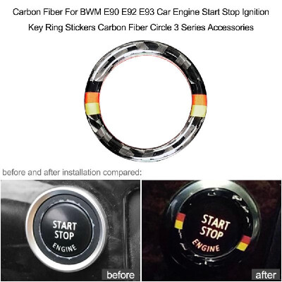 

Carbon Fiber Key Ring Sticker For BWM E90 E92 E93 Car Engine Start Stop Ignition Key Ring Stickers Carbon Fiber Circle 3 Series A