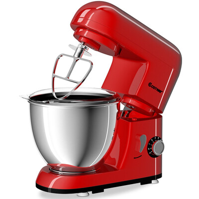 

43 Qt 550 W Tilt-Head Stainless Steel Bowl Electric Food Stand Mixer-Red