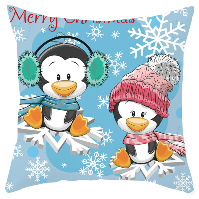 

Siaonvr Merry Christmas Cartoon Animals Pillowcase Sofa Pad Set Home Decoration 18x18 In