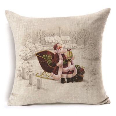 

Christmas Decorative Pillowcases Linen Square Throw Cushion Cover Single-sided Printed For Home Office Sofa Car