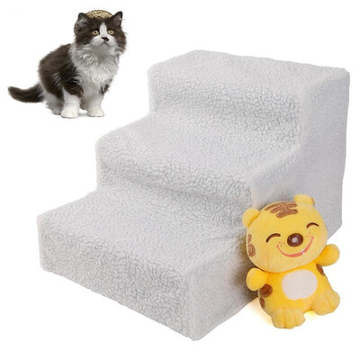 

Ktaxon Plastic 3 Steps Pet Stairs Cat step Ladder Dog Climb Ramp Beige or White