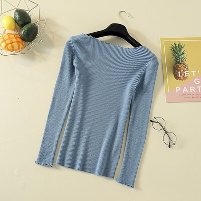 

Autumn Simple Solid Color Bottoming Sexy Slim Knit Womens Sweaters Knit Pullover Fashion Casual O-Neck Long Sleeve Sweater
