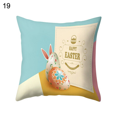 

Happy Easter Rabbit Bunny Egg Pillow Case Sofa Bed Car Cafe Office Cushion Cover