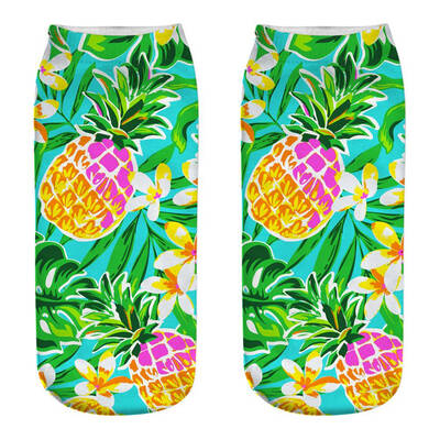 

1 Pair Women Ankle Sock Unisex Tropical Plant Flower Pattern Cotton Socks 3D Printing Funny Socks