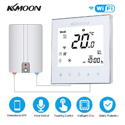 

KKmoon Digital WaterGas Boiler Heating Thermostat with WiFi Connection & Voice Control Energy Saving AC 95-240V 5A Touchscreen LC