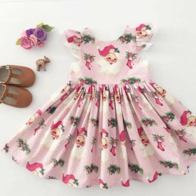 

AU Christmas Toddler Kid Baby Girl Clothes Ruffle Xmas Santa Claus Dress Outfit