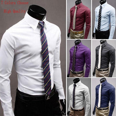 

Luxury Men&39s Stylish Casual Dress Shirt Slim Fit T-Shirts Formal Long Sleeve HOT