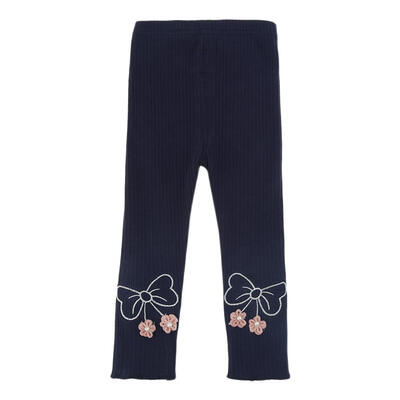 

Fashion Knitting Kids Baby Girls Warm Leggings Embroidery Flowers Decor