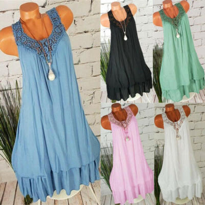 

UK Women Boho Lace Hollow Floral Evening Cocktail Party Beach Dress Sundress Hot