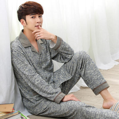 

Men Pajamas Set Long Sleeve Top With Pockets Pants Cotton Pajama Casual Autumn Lounge Wear Sleepwear Homewear Set