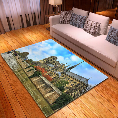 

Toponeto Creative Notre Dame Photo Commemorative Day Comfortable Carpet Home Decor