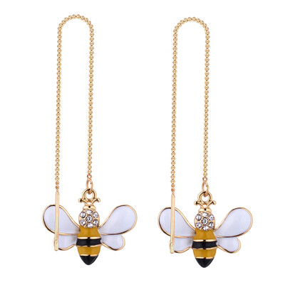 

Enamel Cute Small Bee Drop Dangle Earrings Women Animals Long Chain Jewelry