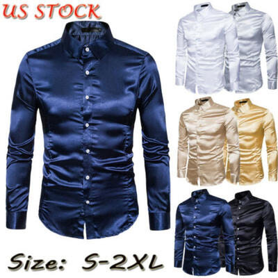 

NEW Mens Casual Dress Shirt Slim Fit T-Shirts Formal Long Sleeve Tops Luxury Hot