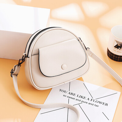 

Korean version of the simple ins wind student small round bag shoulder diagonal package solid color small bag female