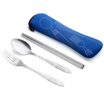 

Portable Stainless Steel Cutlery Set Tableware Set With Cloth Bag Lunch Tools Set Hot Sale Dinnerware Sets Lightweight Outdoor