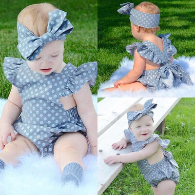 

Hot Selling Newborn Baby Girls Polka Dot Clothes Ruffle Sleeve Bodysuit Romper Jumpsuit Sunsuit Outfits
