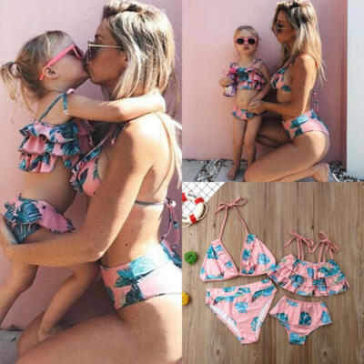 

Mother Daughter Swimsuit Women Kids Girls Matching Bikini Bathing Swimwear 2PCS