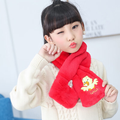 

2018 autumn&winter new Korean childrens cartoon embroidery three-dimensional plush scarf baby solid color warm scarf