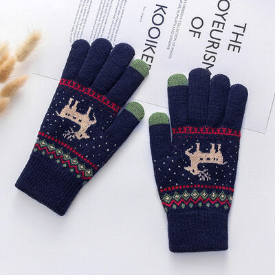 

New Soft Winter Christmas Deer Touch Screen Gloves Texting Cap acitive Smartphone Knitted Fashion Mitten Gloves