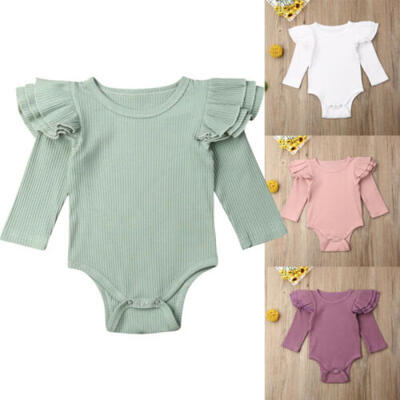 

Newborn Infant Baby Girl Winter Clothes Solid Ruffle Romper Jumpsuit Outfits Set