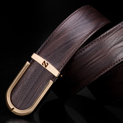 

Mens belt leather smooth buckle high-grade belt youth Korean version of the tide pants with mens custom