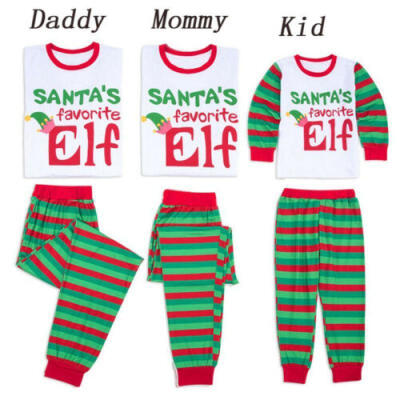 

USA Family Matching Christmas Pajamas PJS Set Santa Elf Xmas Sleepwear Nightwear