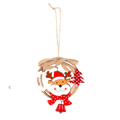 

〖Follure〗1PC Christmas Bell Hanging Ornaments Wooden Santa Claus Xmas Tree Pendant Decor